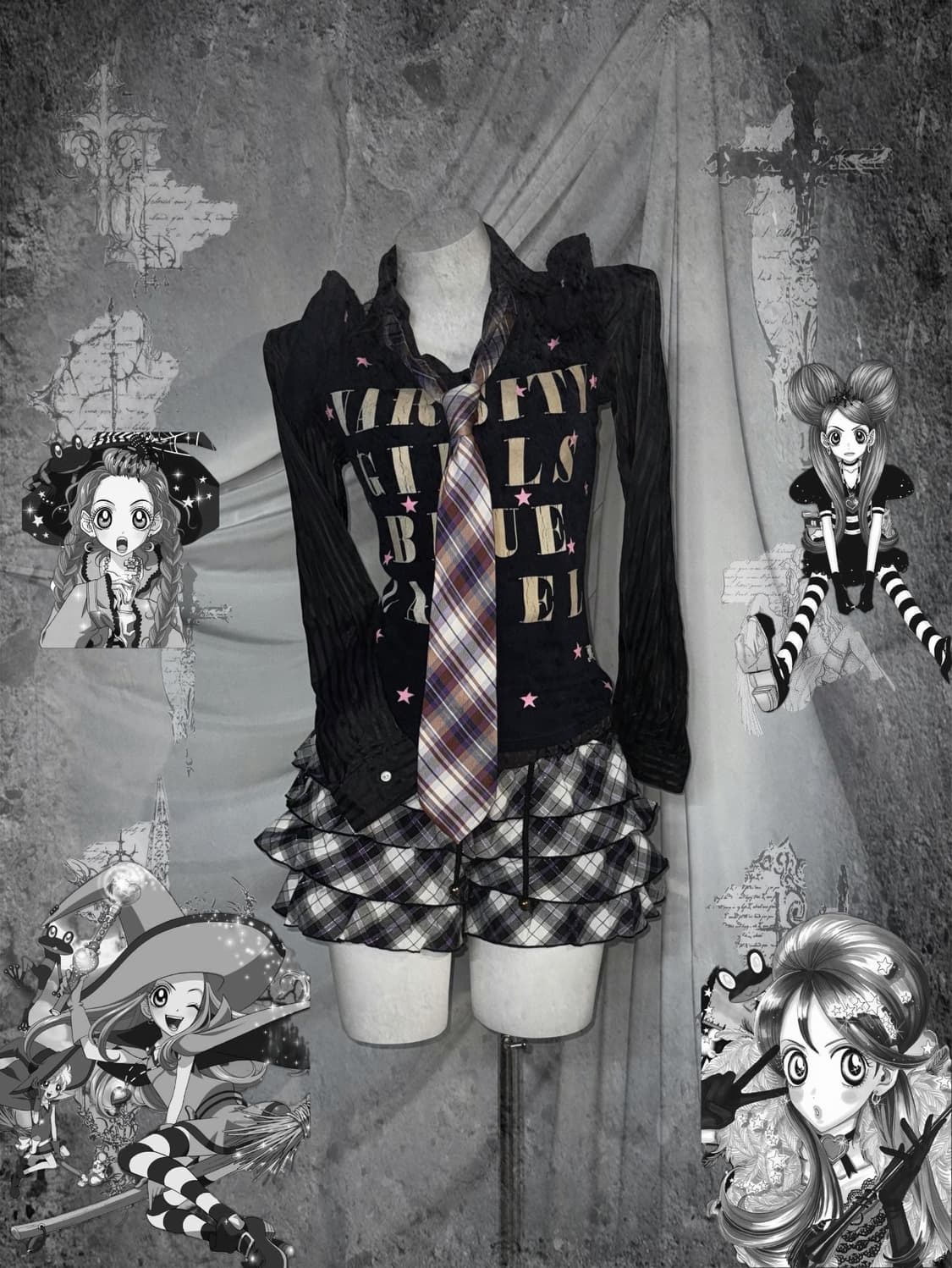 버버리 쇼콜라깔 무채색 키치 코디세트  상품이미지1