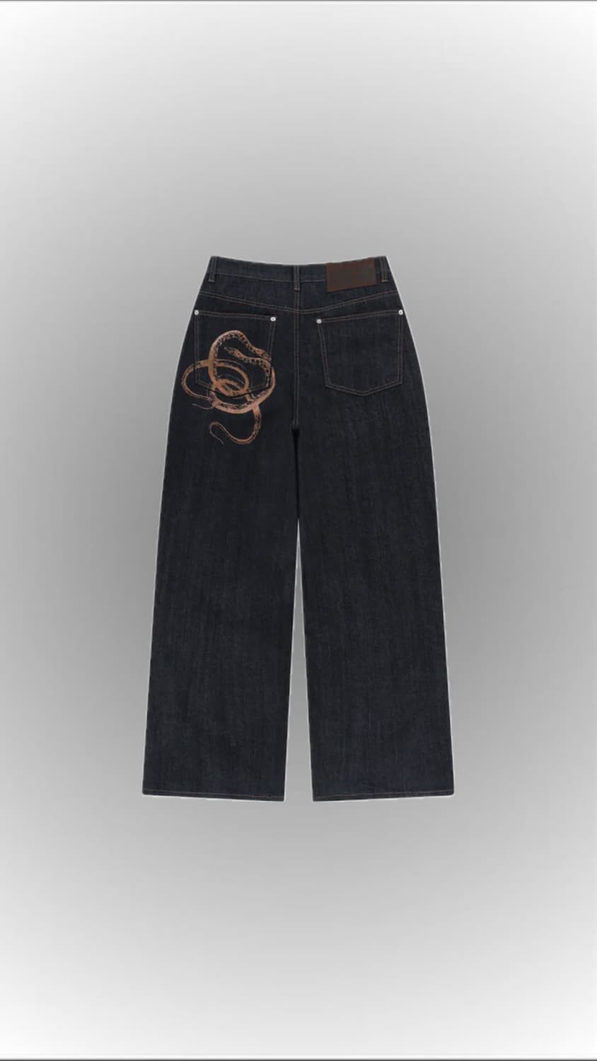 Snake Printed Denim Pants  상품이미지2