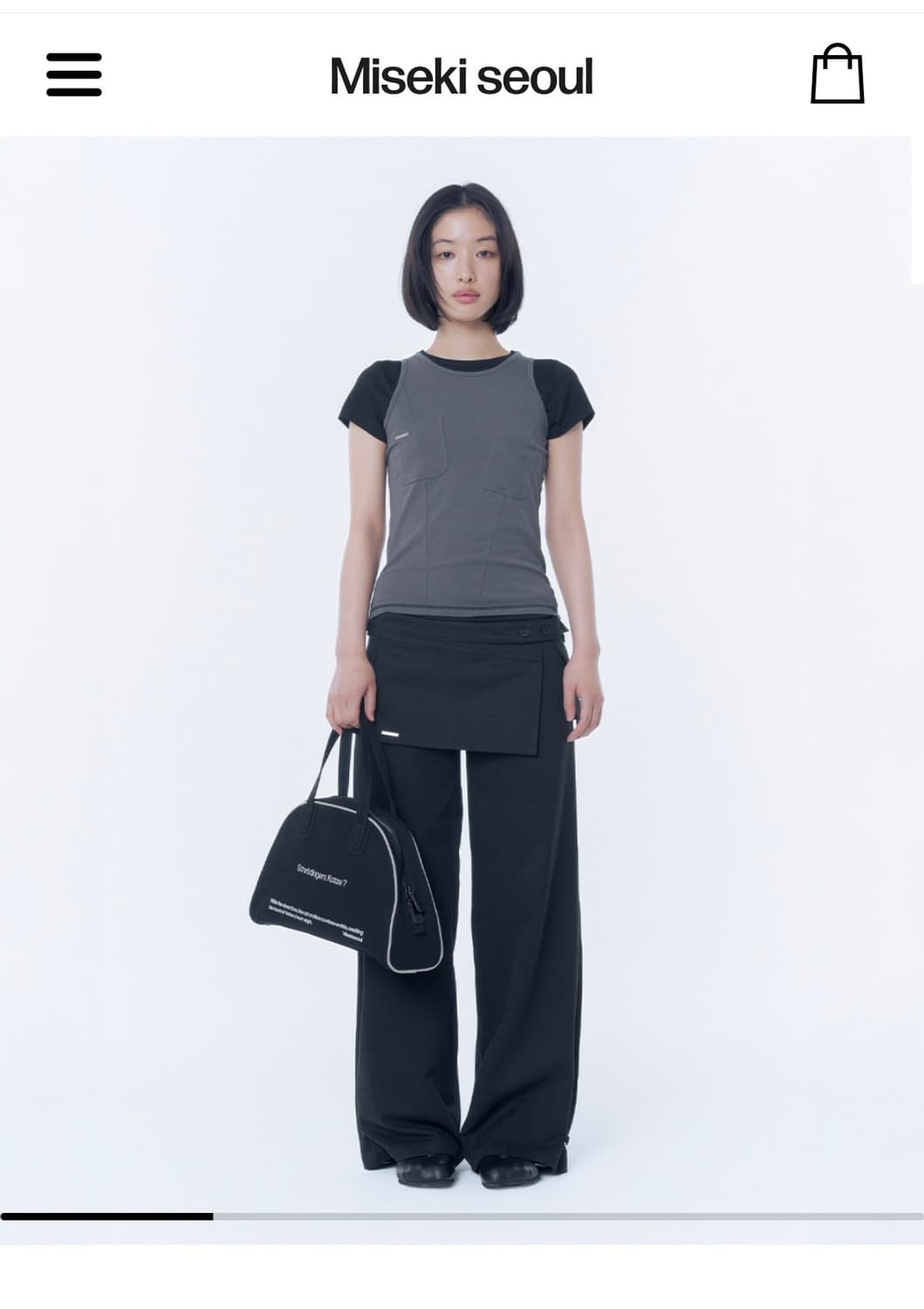 미세키서울 Button tab mini skirt pants 블랙 상품이미지2