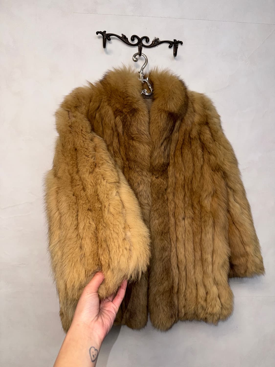 Beige brown fox fur coat jacket  상품이미지2