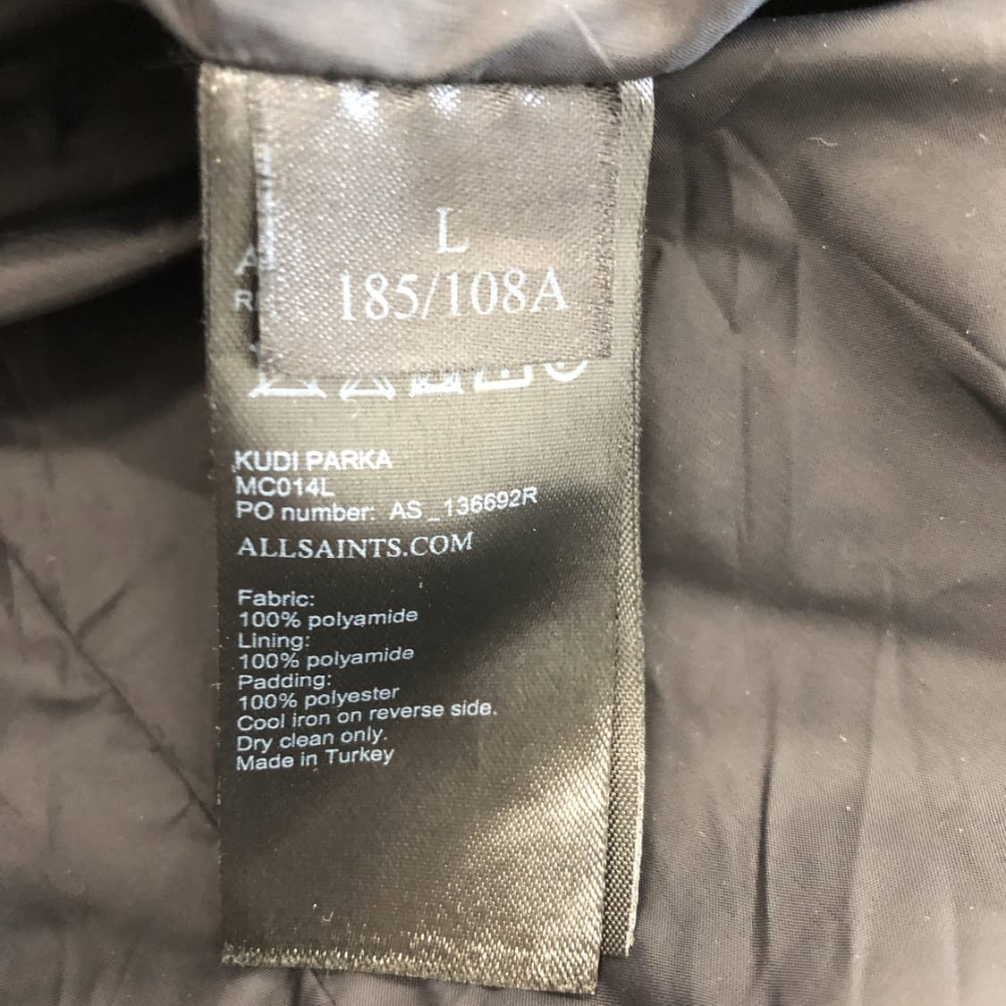 올세인츠 MA-1 더블지퍼 이탈리안 롱파카 110  상품이미지7