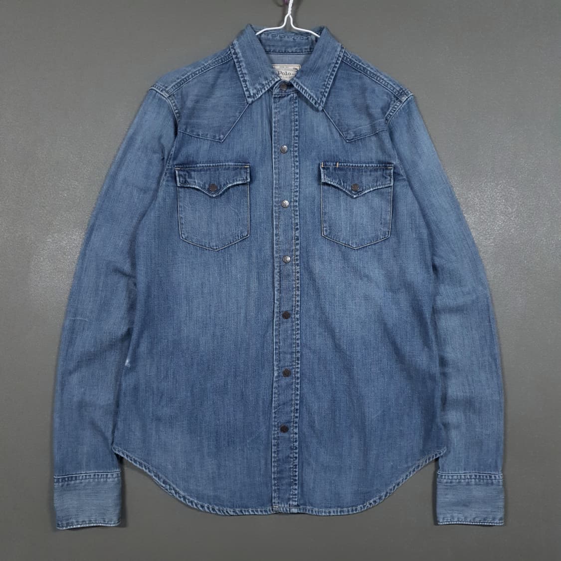 S) 폴로 랄프로렌 오리지널 RL 퀄리티 버튼 포켓 웨스턴 데님 셔츠 상품이미지1