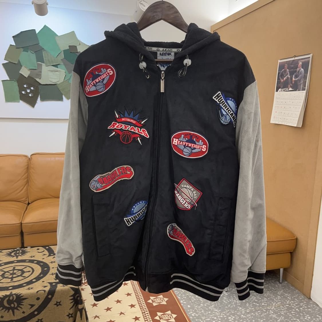 리크웨어 베스킷볼 키치 자수 패치워크 바시티자켓 L C08740 상품이미지3