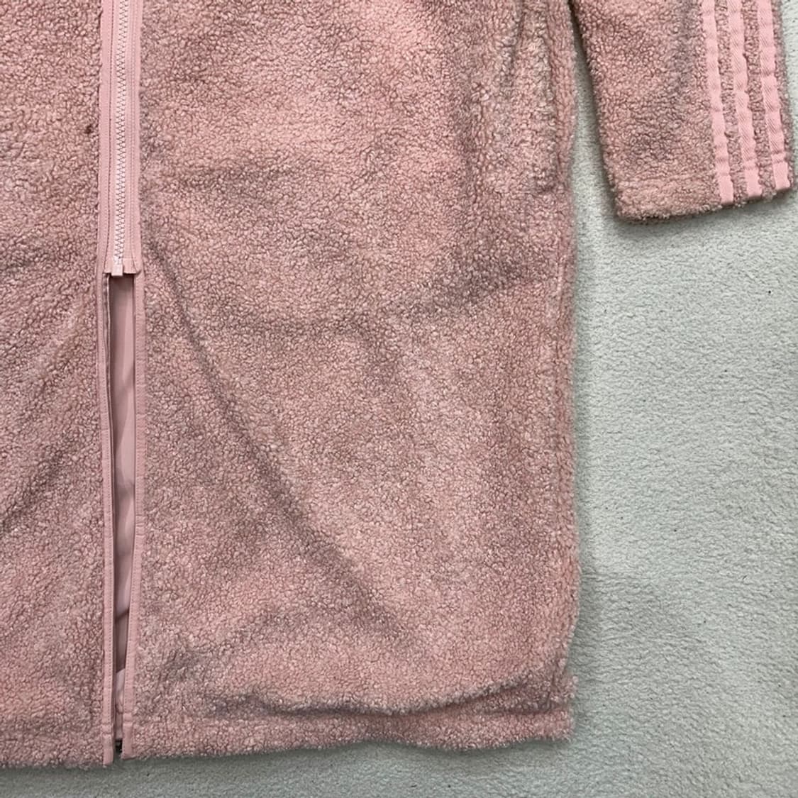 아디다스 우먼즈 양면 쉐르파 롱플리스 후리스 자켓 핑크 OS 상품이미지3