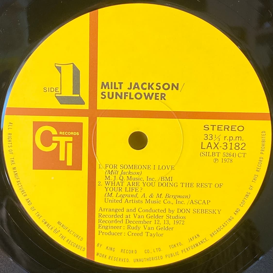 (수입중고LP-재즈) Milt Jackson -Sunflower 상품이미지4