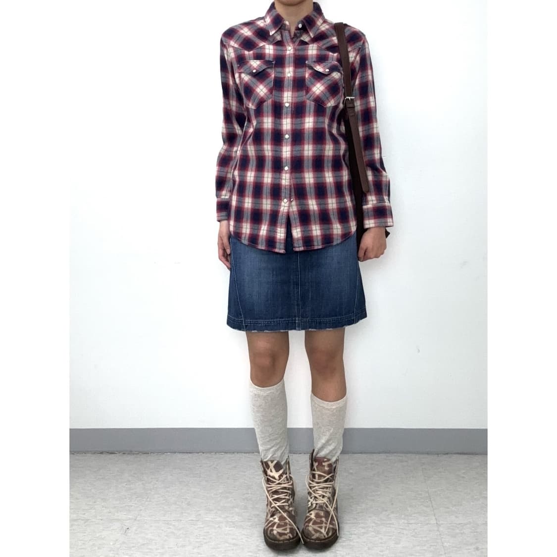 빈티지 레드 체크 웨스턴 셔츠 상품이미지2