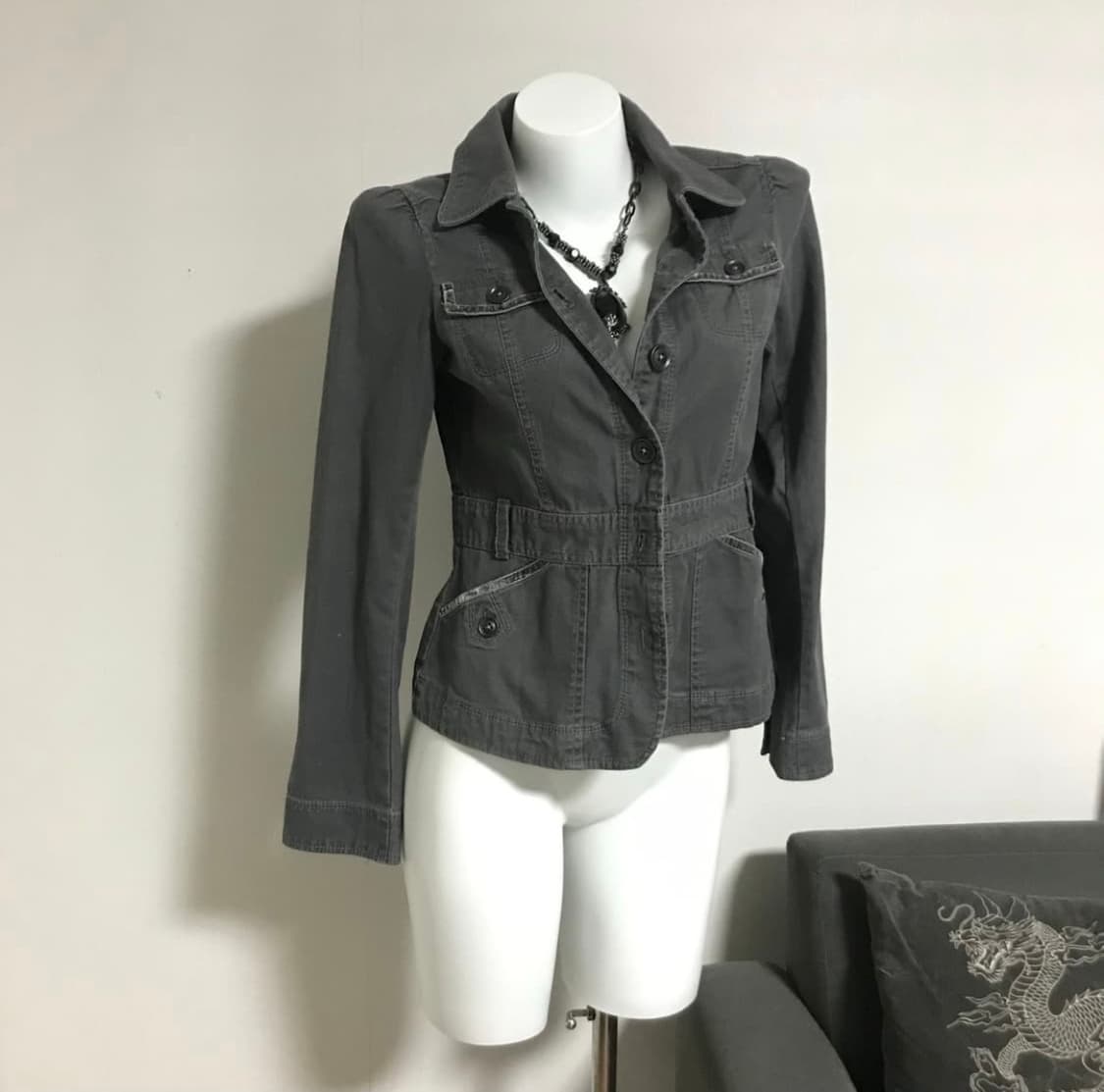 Grey denim stitch detail jacket 상품이미지1