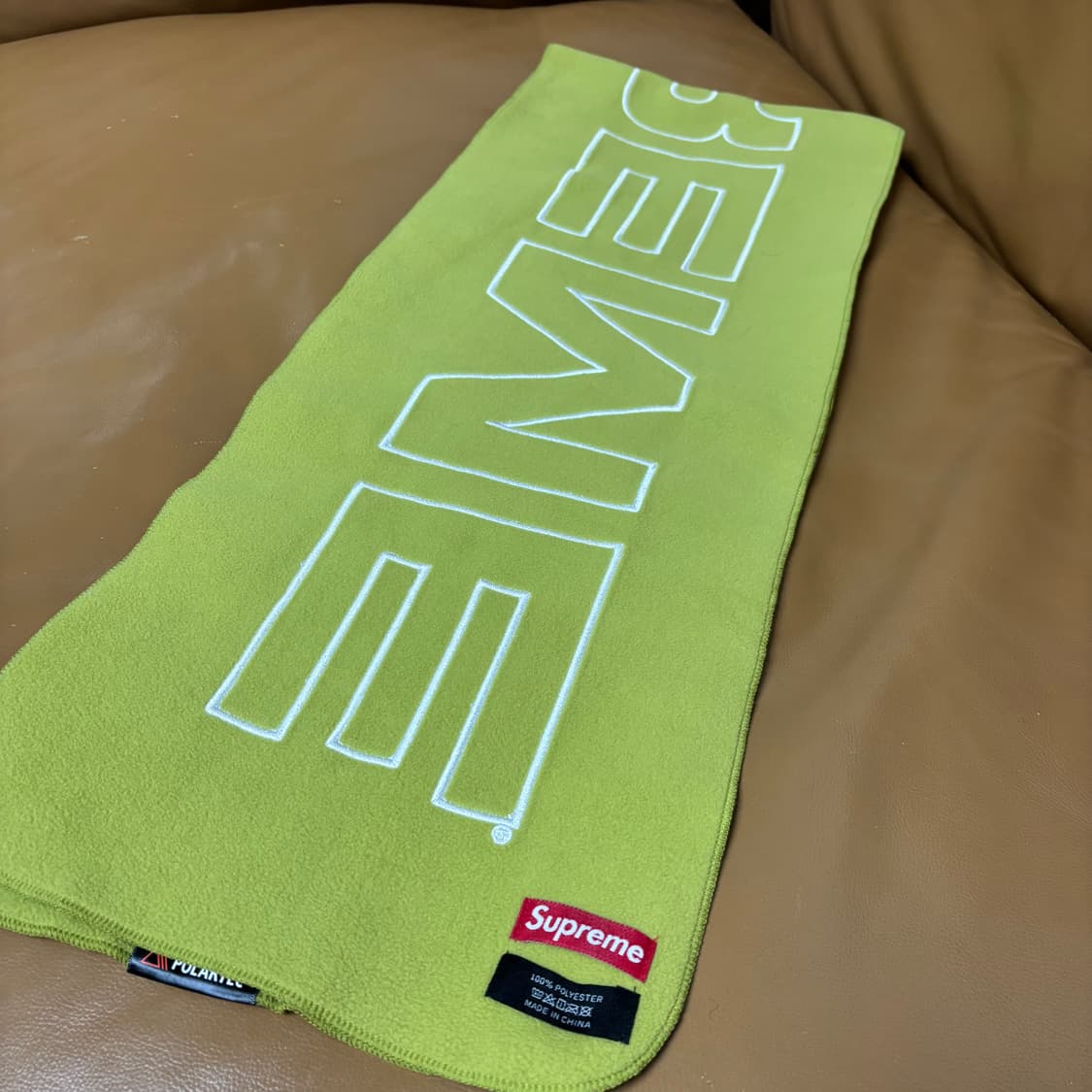 Supreme 슈프림 폴라텍 라임 로고 머플러 목도리 (Lime) 상품이미지6