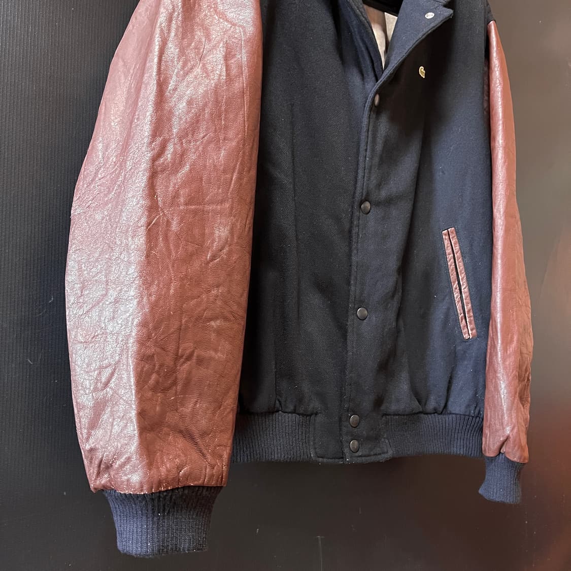 00s 라코스테 레더 슬리브 바시티 자켓 Made in Italy (DE 상품이미지5