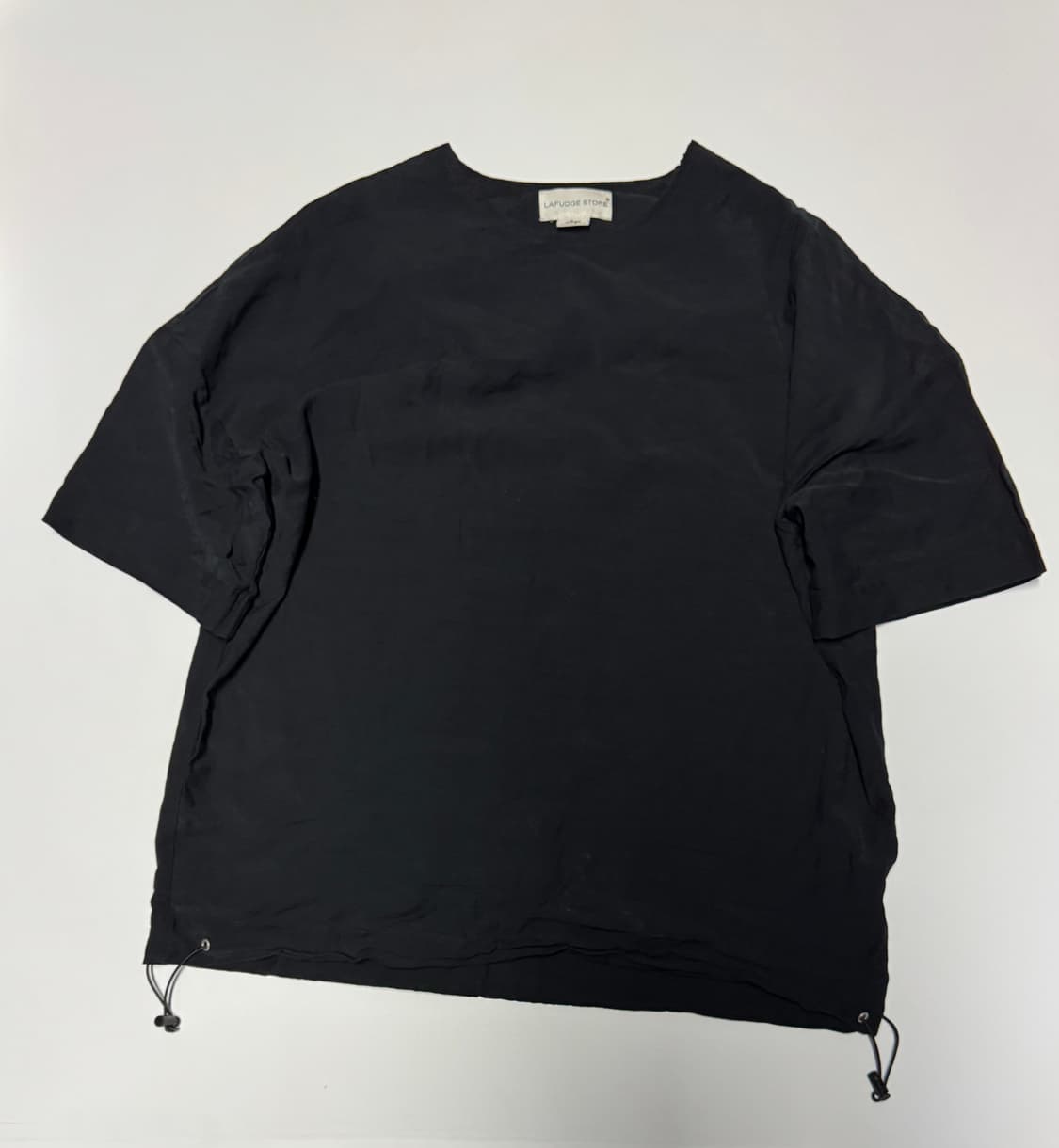 라퍼지스토어 밑단 스트링 빅 사이즈 린넨 혼방 반팔티 2XL ~ 상품이미지1