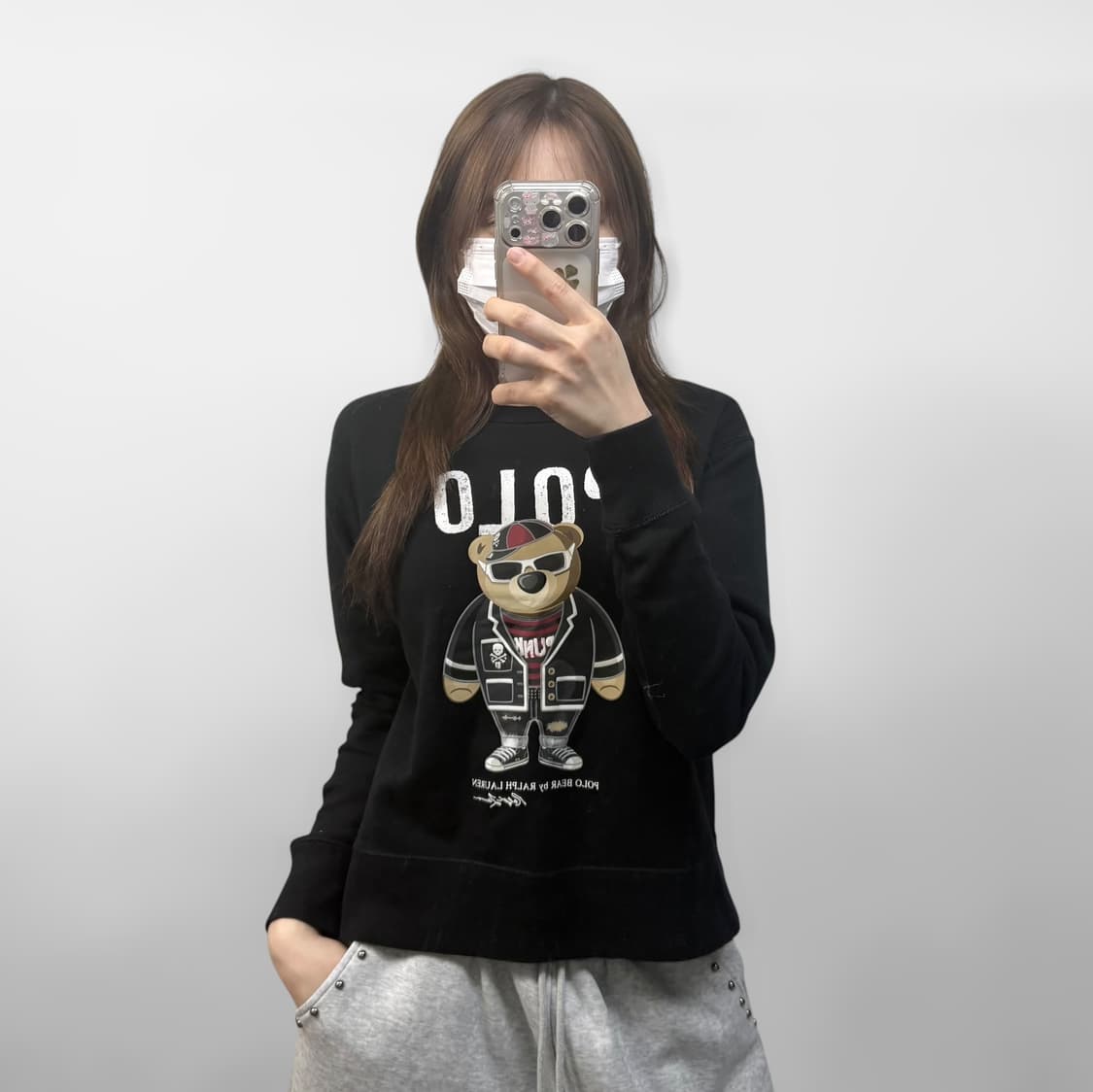 폴로 랄프로렌 펑크 베어 맨투맨 블랙 상품이미지1