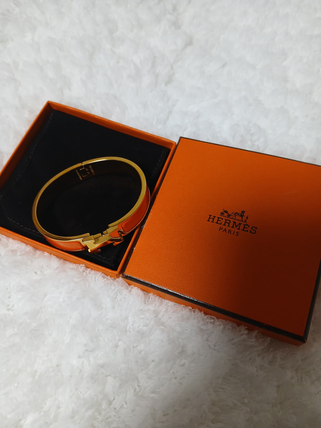에르메스 클릭아슈 팔찌 PM 오렌지 금장 색상 상품이미지2