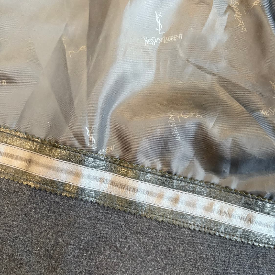 90s YSL 입생로랑 그린 양가죽 레더 자켓 상품이미지9