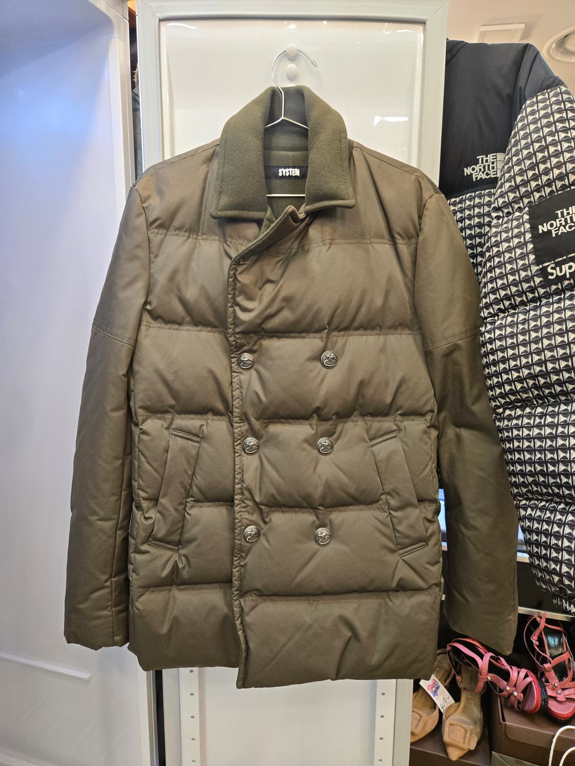 SYSTEM 남성 카키색 더블 브레스트 패딩 상품이미지1