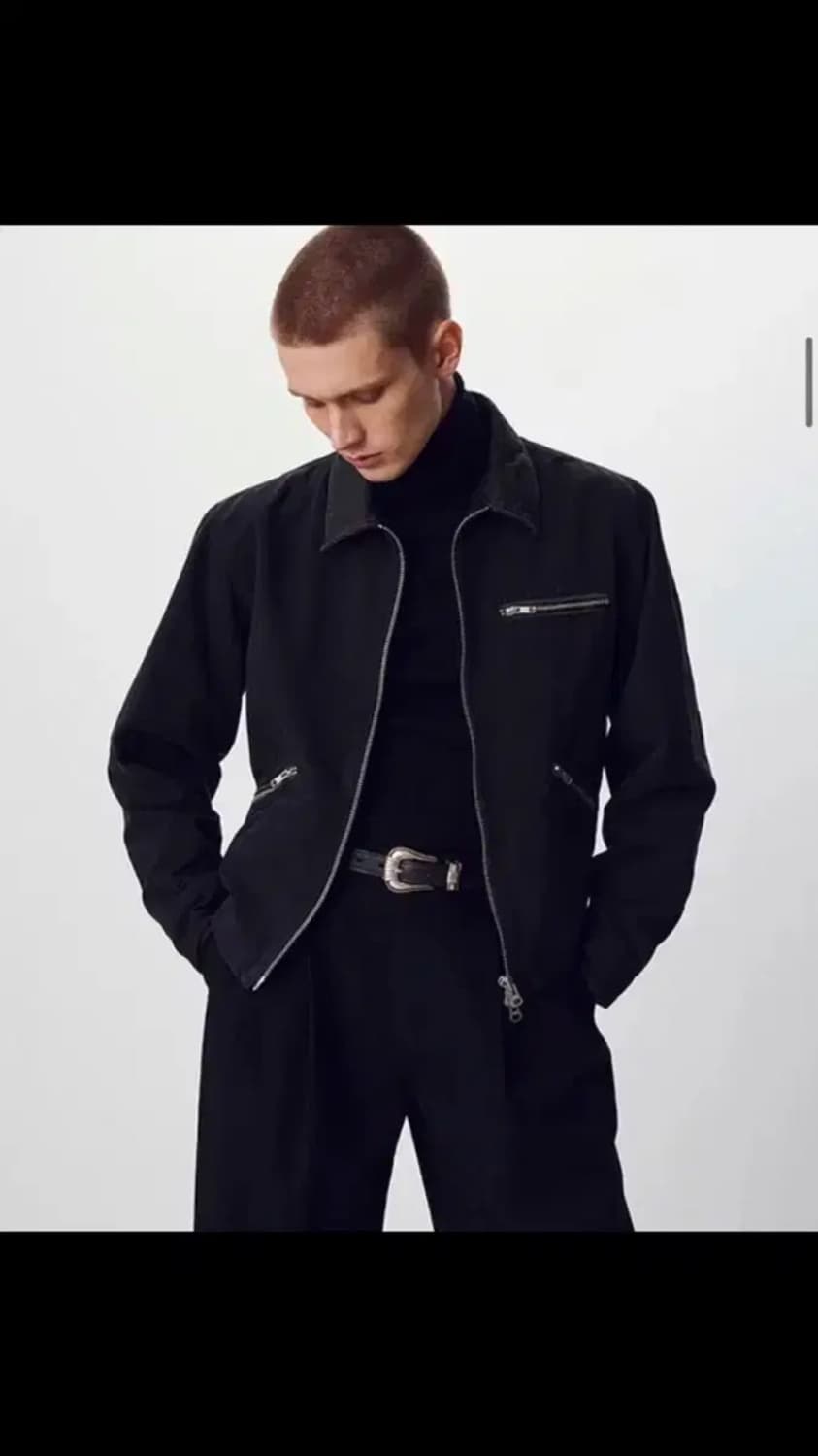 토니웩 레더 칼라 가먼트 워시드 집 워크 자켓 페이디드 블랙 L 상품이미지2