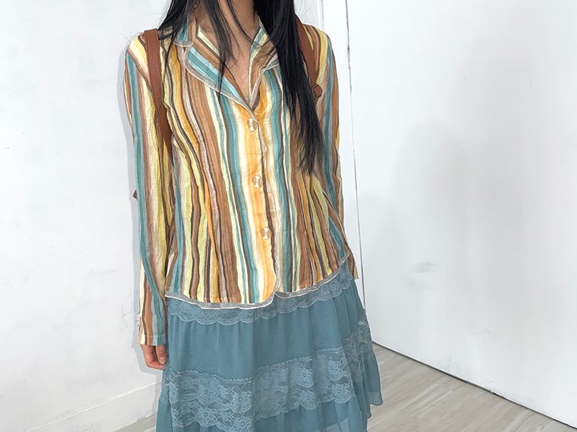 Earthy Tone Sheer Stripe Jacket 상품이미지2