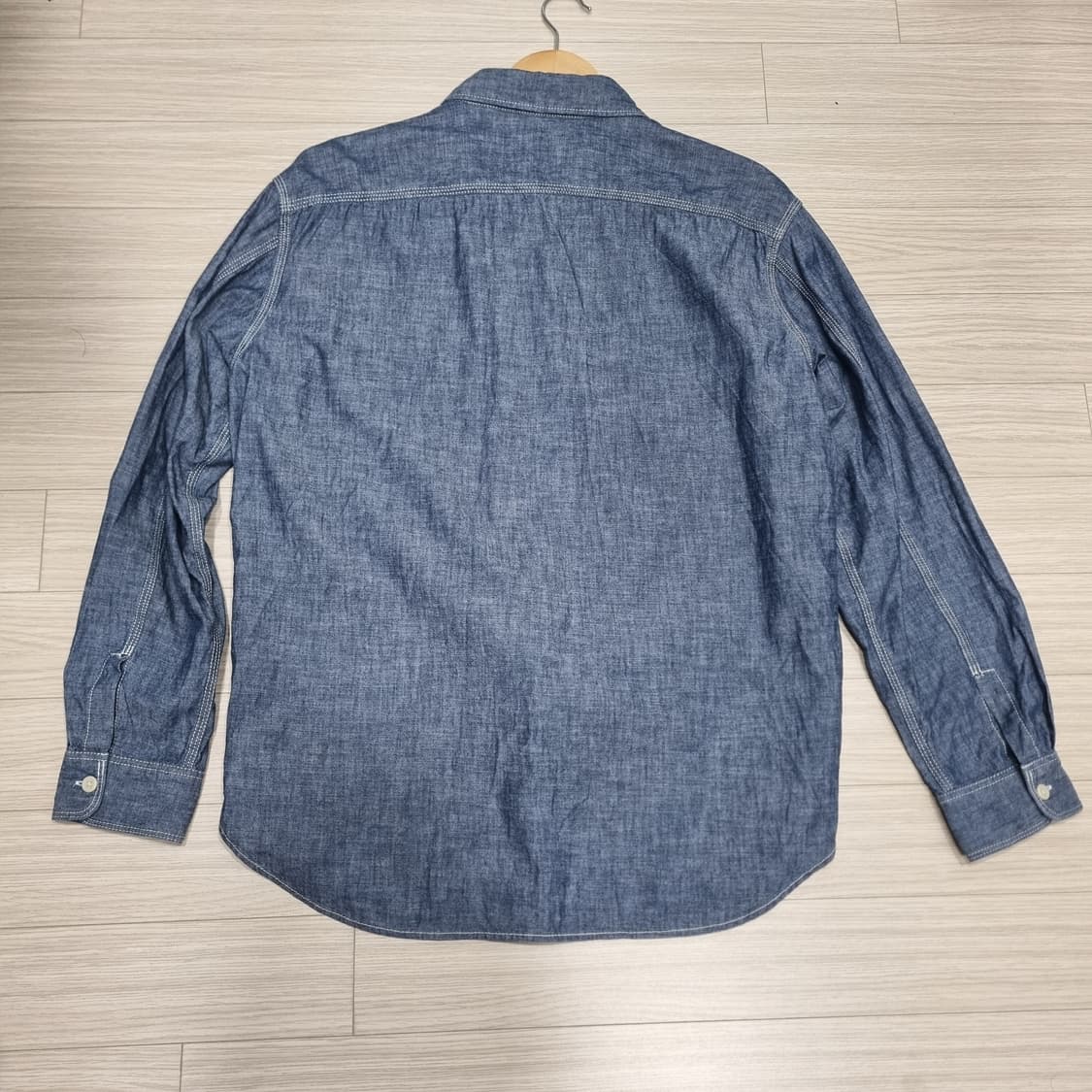 유니클로 샴브레이 오버셔츠 L 67블루 상품이미지7