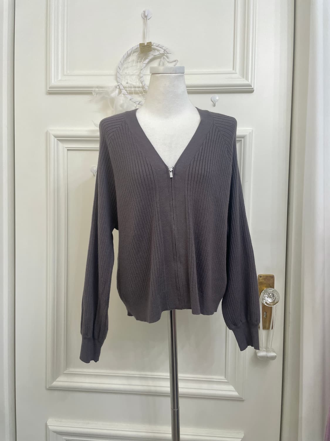 dark charcoal rib reglan basic zip 상품이미지1