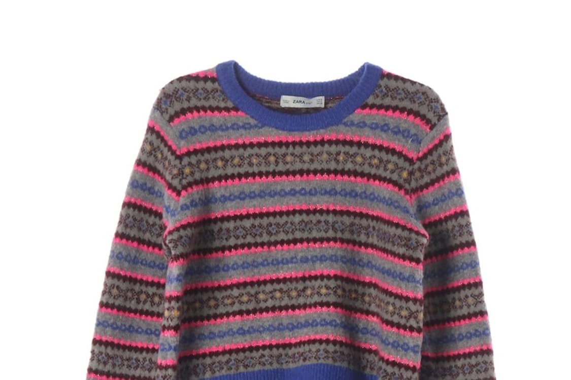 ZARA 멀티 컬러 자카드 스트라이프 니트 스웨터 S 상품이미지3