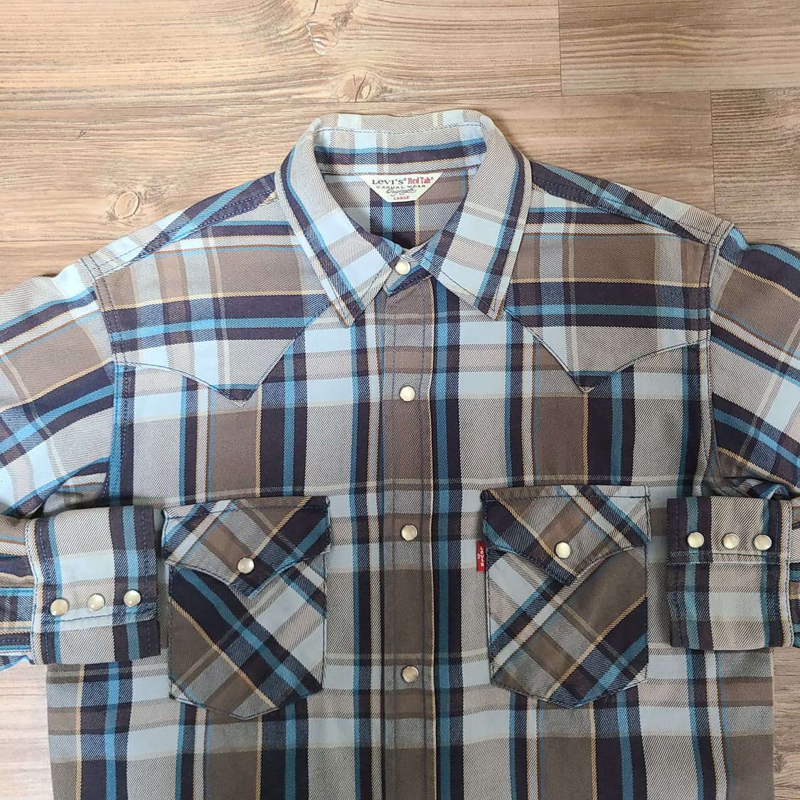 [L 100] 리바이스 일본판 레드탭 빈티지 웨스턴 체크 긴팔 셔츠 남방 상품이미지3