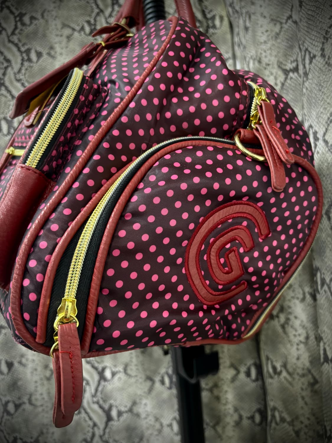갸루 키치 핑크 도트패턴 유틸리티 오버백 상품이미지6