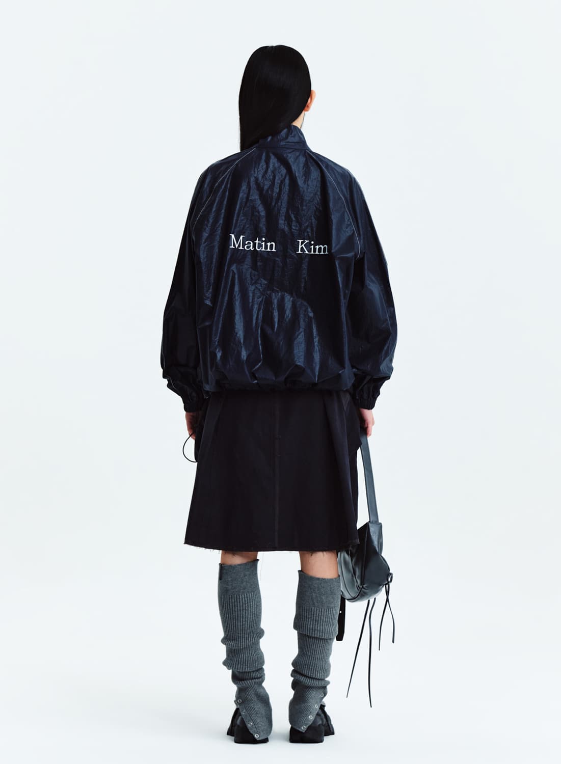 Free) 마땡킴 로고 코팅 점퍼 네이비 상품이미지10