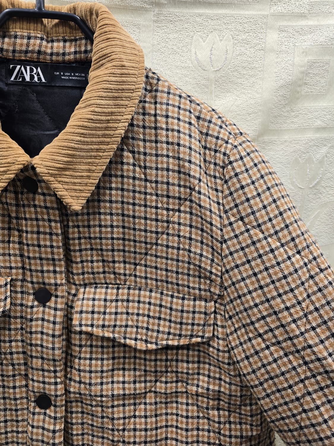 자라 ZARA 퀼팅 체크 자켓 S 상품이미지3