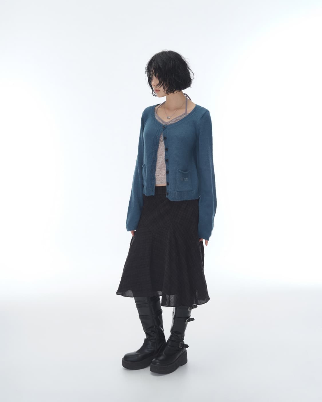 ASON LONDON CHECK MIDI SKIRT / BLACK 상품이미지6