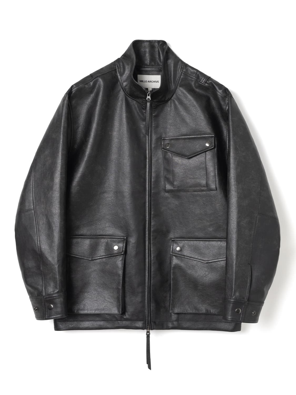 [밀로 아카이브] 빈티지 미들 가죽 재킷 페이드 블랙 M 상품이미지1