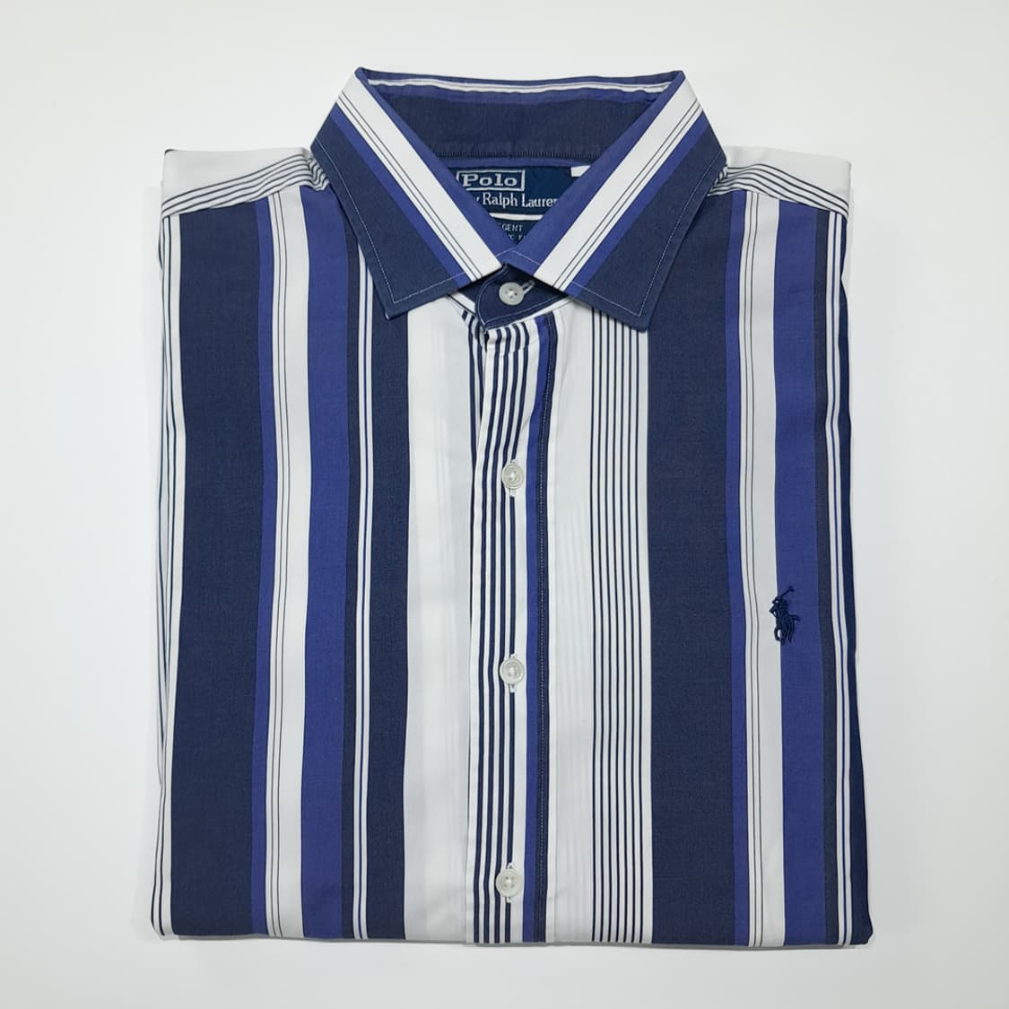CK047 XL 폴로 90s 홍콩판 네이비 멀티 스트라이프 셔츠 남방 상품이미지7