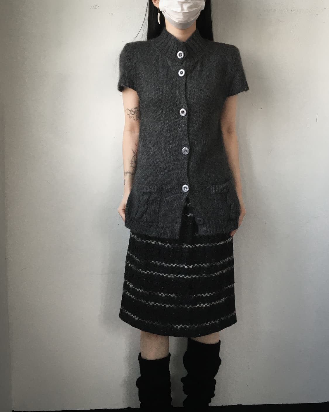 Layer point woolen knit skirt 상품이미지3