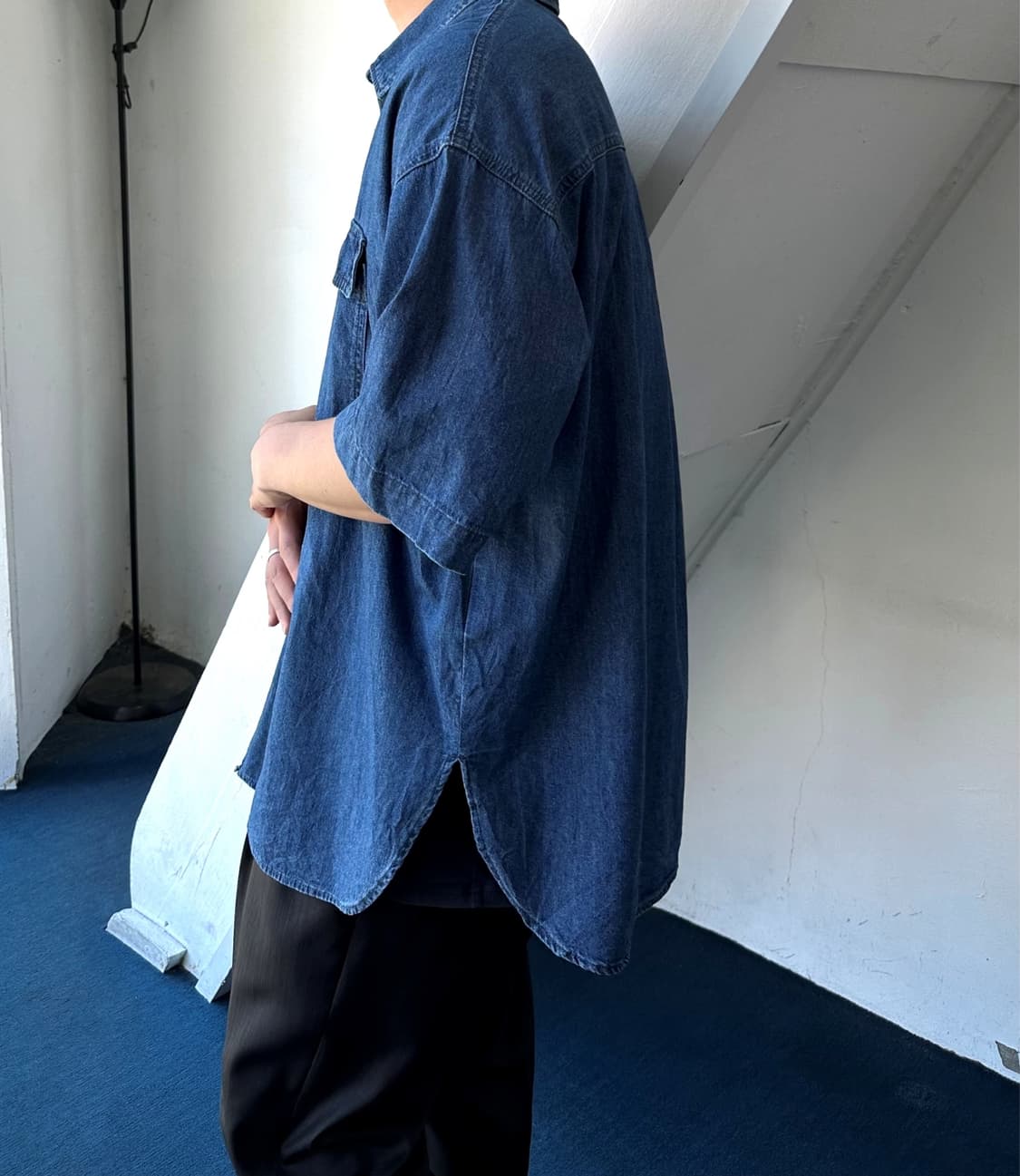 Cotton denim H/S big work shirt 상품이미지6