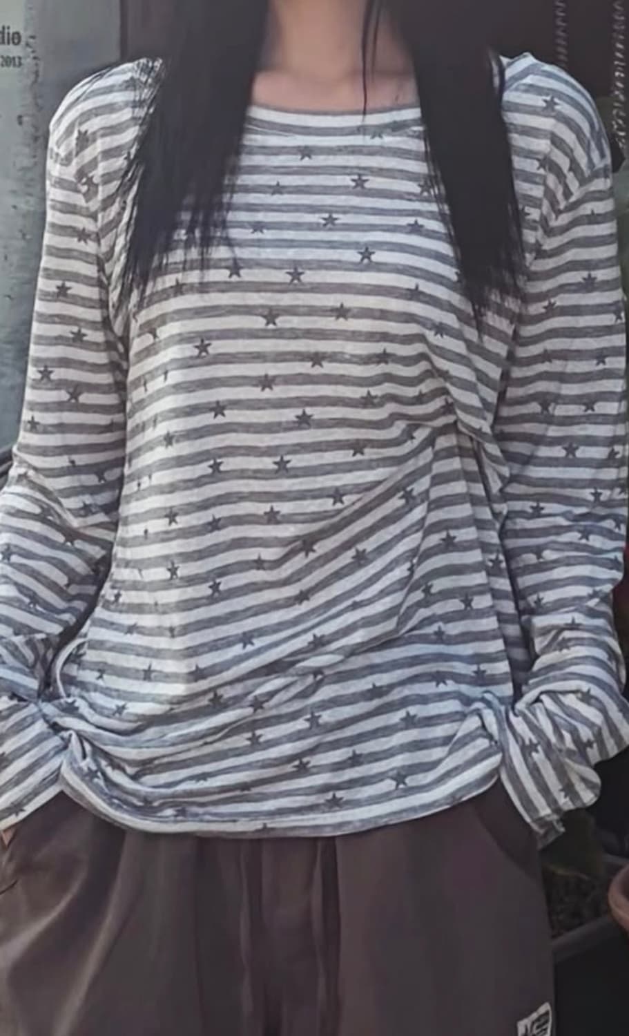 (새거급)에이블리 반셀 별무늬 스트라이프 긴팔 티셔츠 살안탐템 상품이미지8