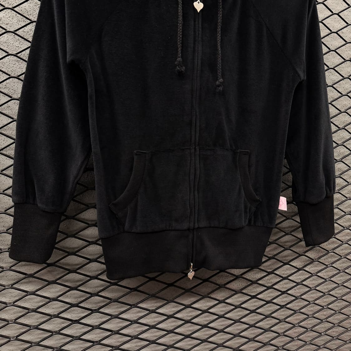 JPN VINTAGE 벨벳 크롭 후드집업 2-WAY지퍼 롱시보리 빅후드 상품이미지5