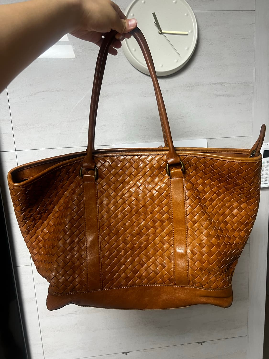 LL Bean 엘엘빈 위빙 레더 토트백 라지 브라운 상품이미지3