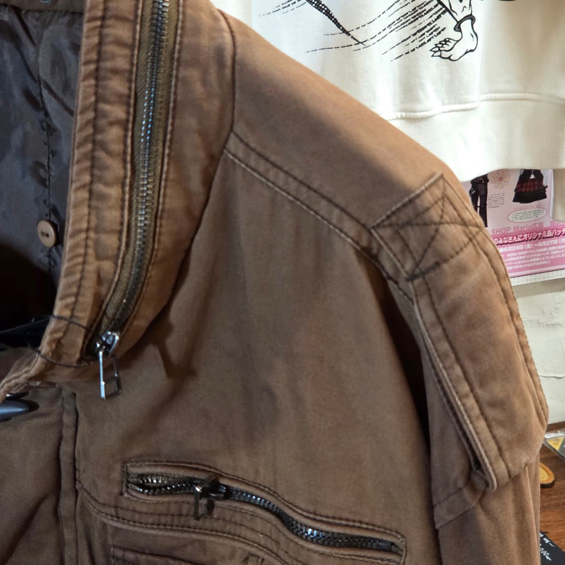 JPN 투지퍼 버클 브라운 코튼 자켓 상품이미지5
