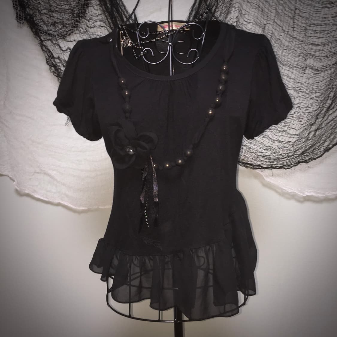 ROSE Fan Fan flower detail frill T 상품이미지1