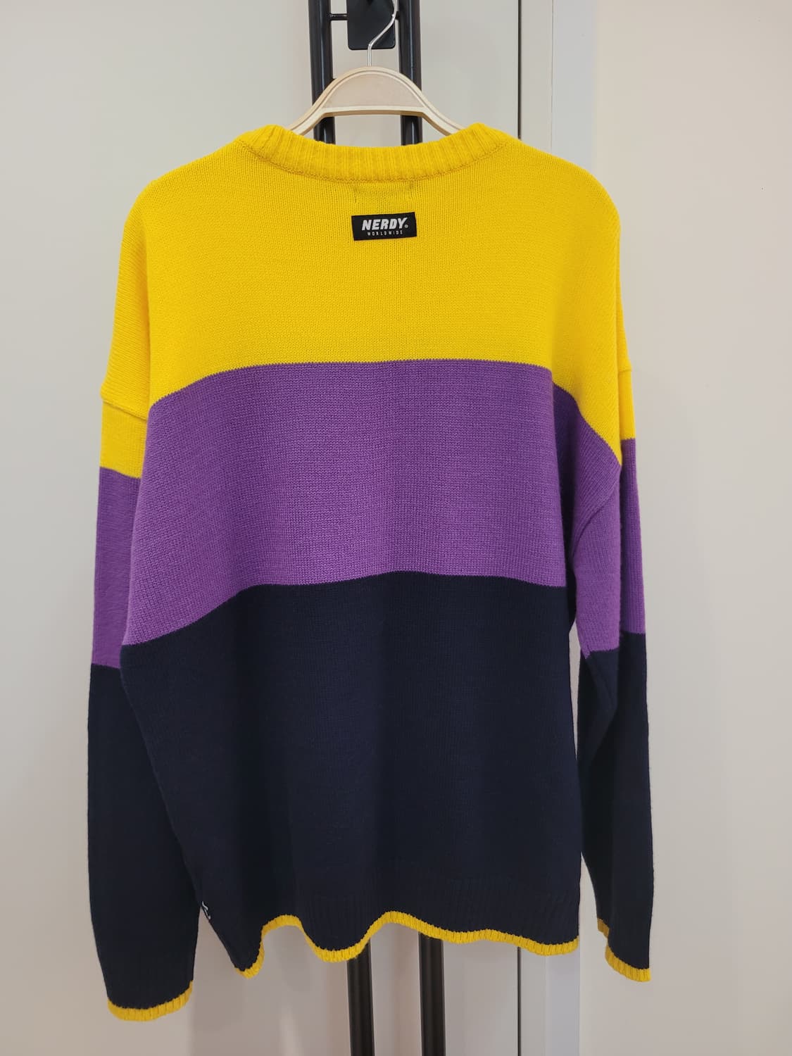 널디 NERDY 컬러 블록 니트 스웨터 오버핏 M사이즈 상품이미지6