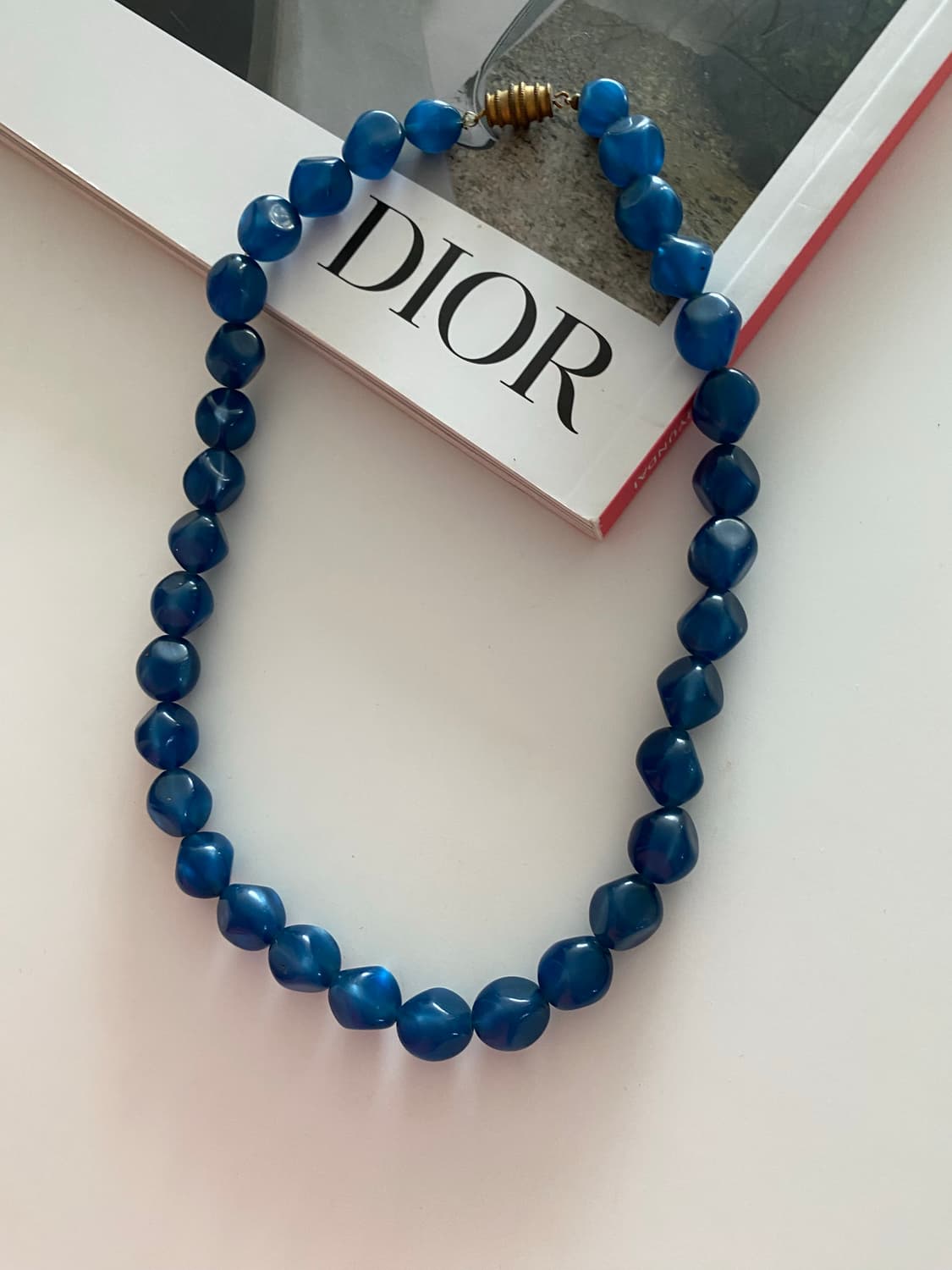 일본수입 블루 컬러 비즈 목걸이 상품이미지3