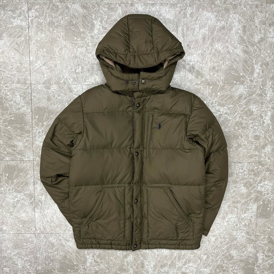 폴로 랄프로렌 카키 브라운 덕다운 푸퍼 패딩 자켓 점퍼(XL) 상품이미지1