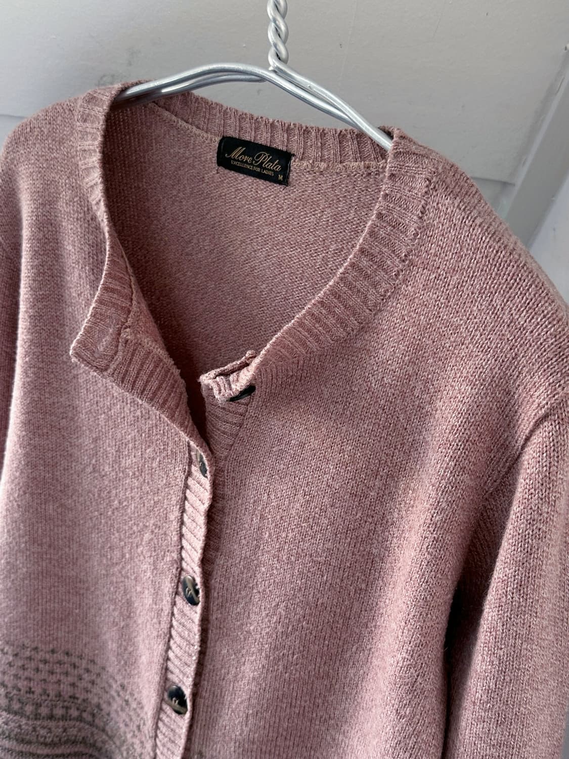 Pattern knitted alpaca crew neck jacket 상품이미지2