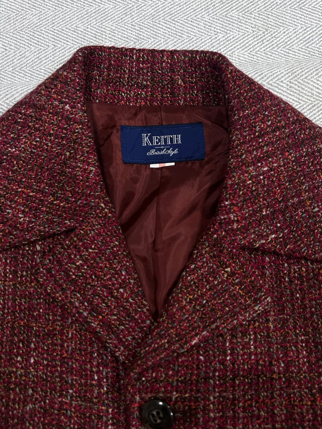 Japan 키이스 실크 혼방 트위드자켓 버건디 여성 85 상품이미지3