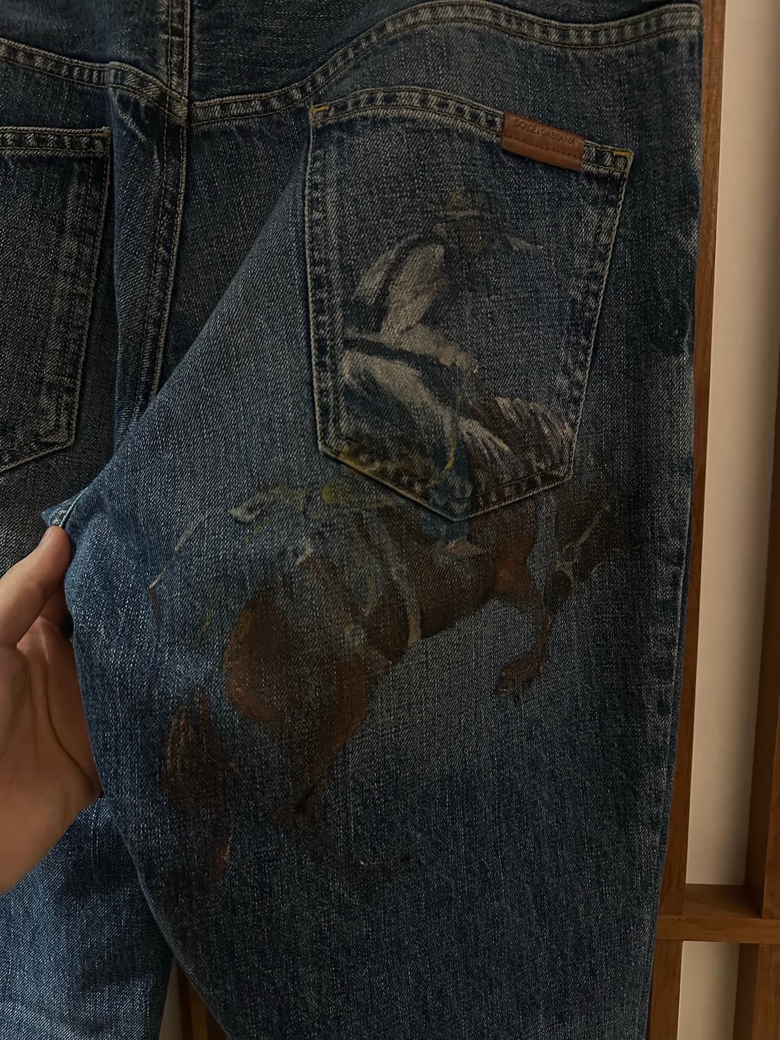 돌체앤가바나 데님 승마 프린팅 팬츠 50 상품이미지5