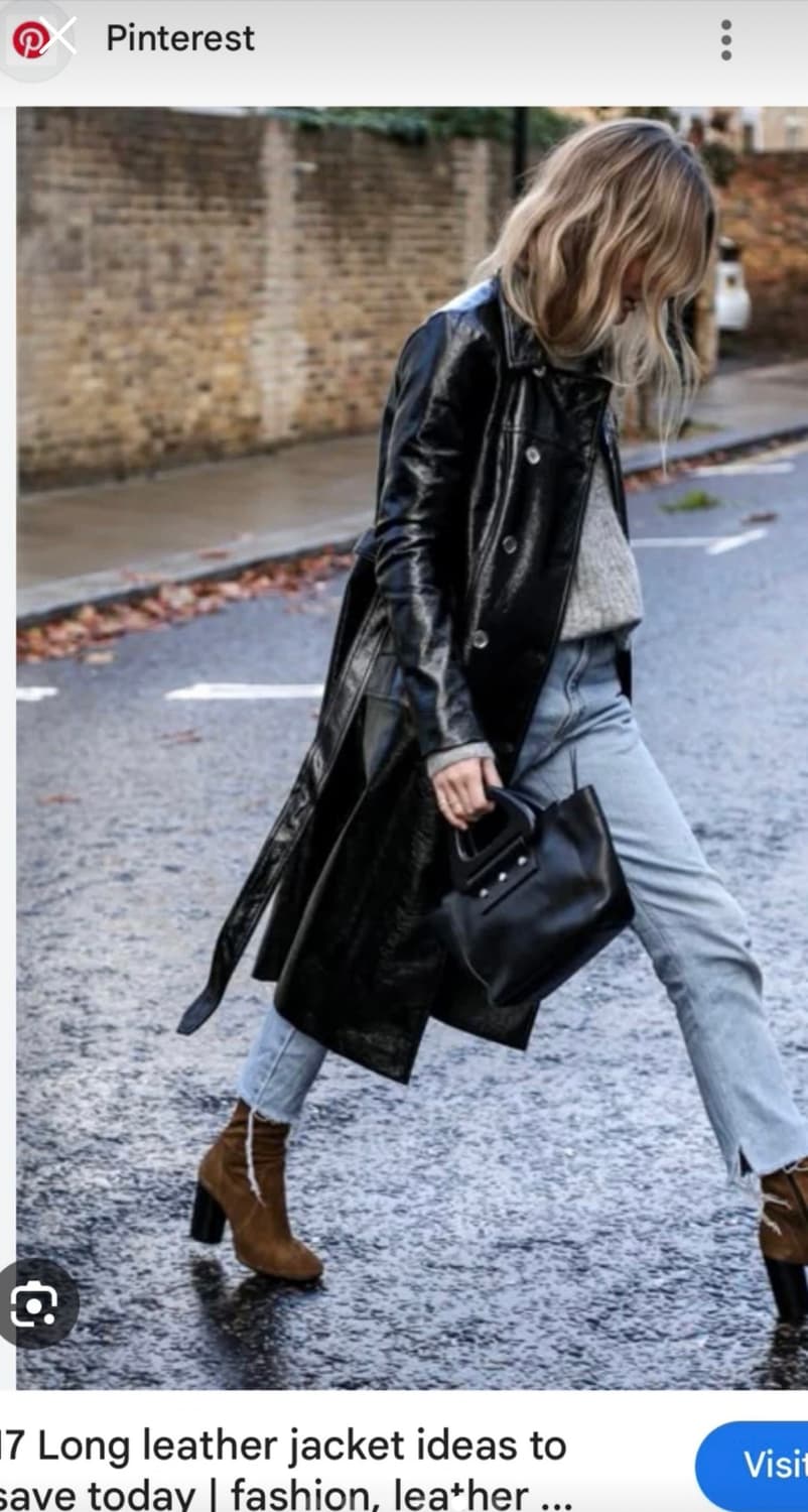 [새상품,100만원대] 블랙 레더 롱 자켓, 코트🖤 상품이미지2