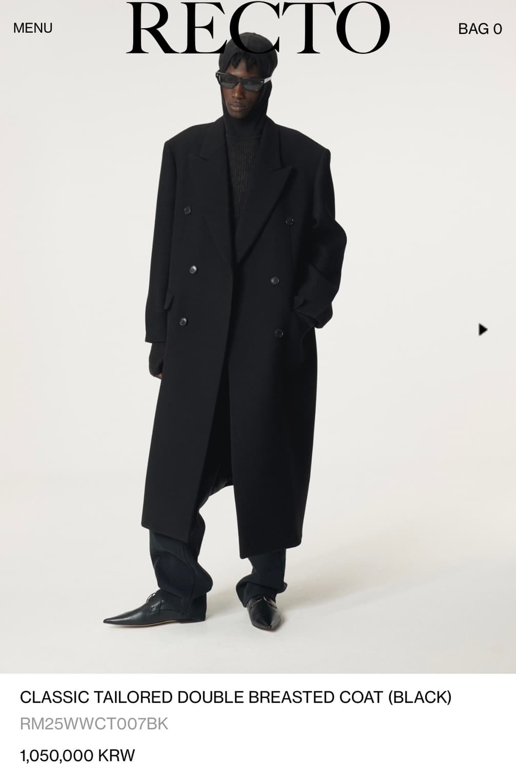 [새상품] 렉토 25FW 클래식 테일러드 더블코트 S 상품이미지2