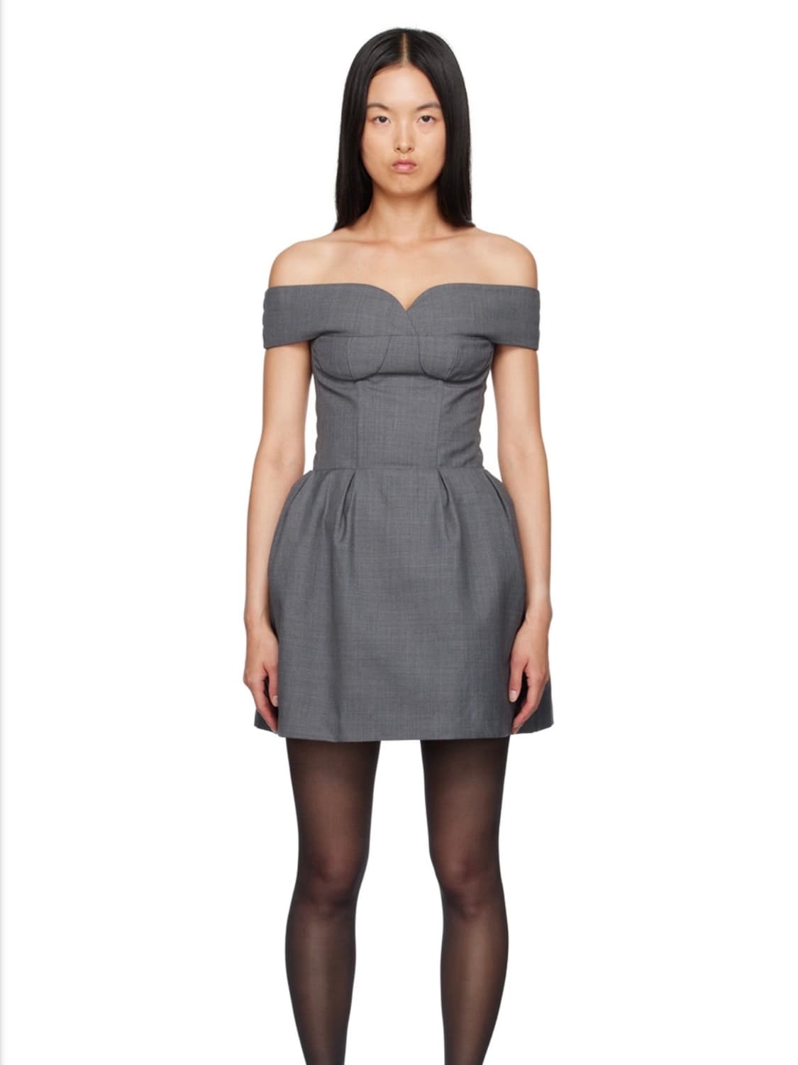 그레이 스위트하트 네크라인 미니 드레스 - 6 상품이미지1