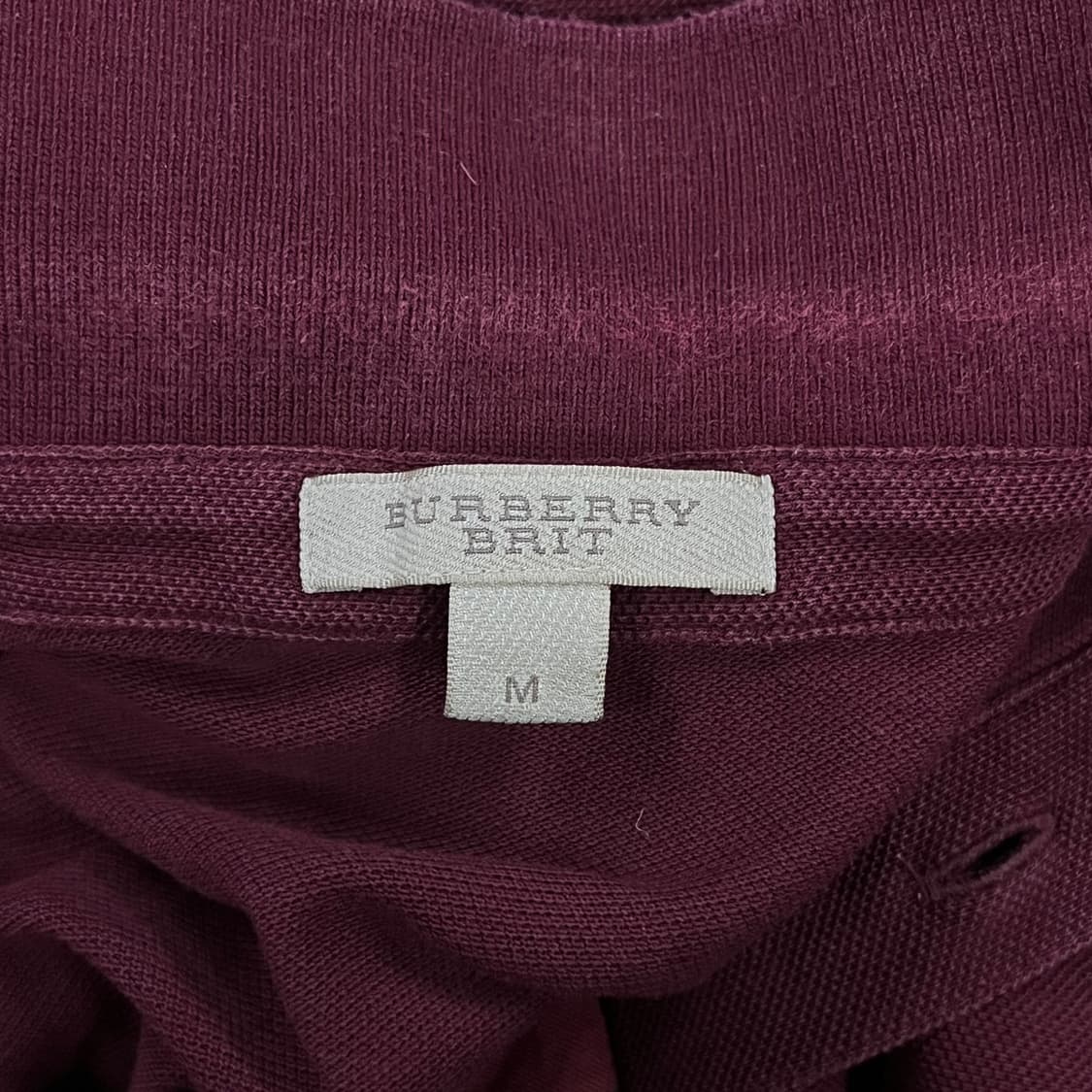 [정품/M] 버버리 반팔 카라티 버건디 b8 상품이미지4