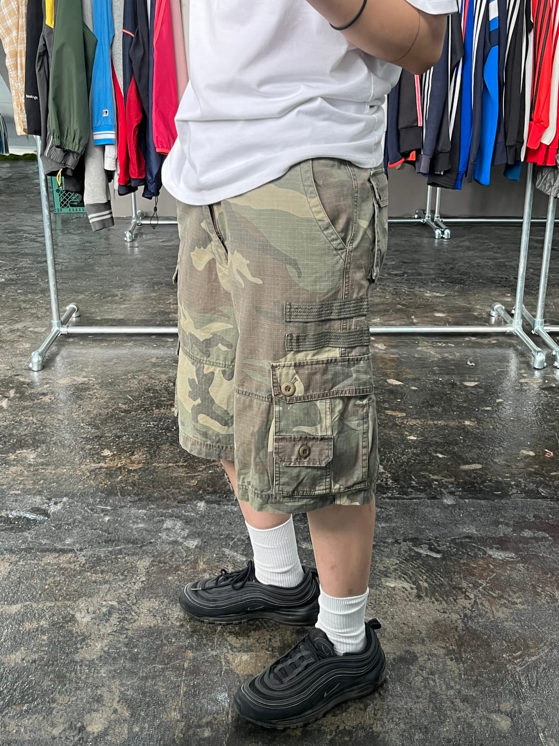 빈티지 카모플라주 카고 하프 팬츠 상품이미지5