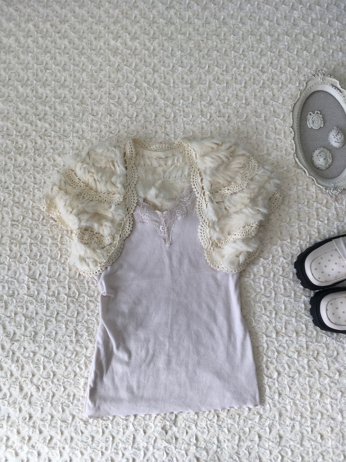 Set) bolero + sleeveless + muffler 상품이미지7