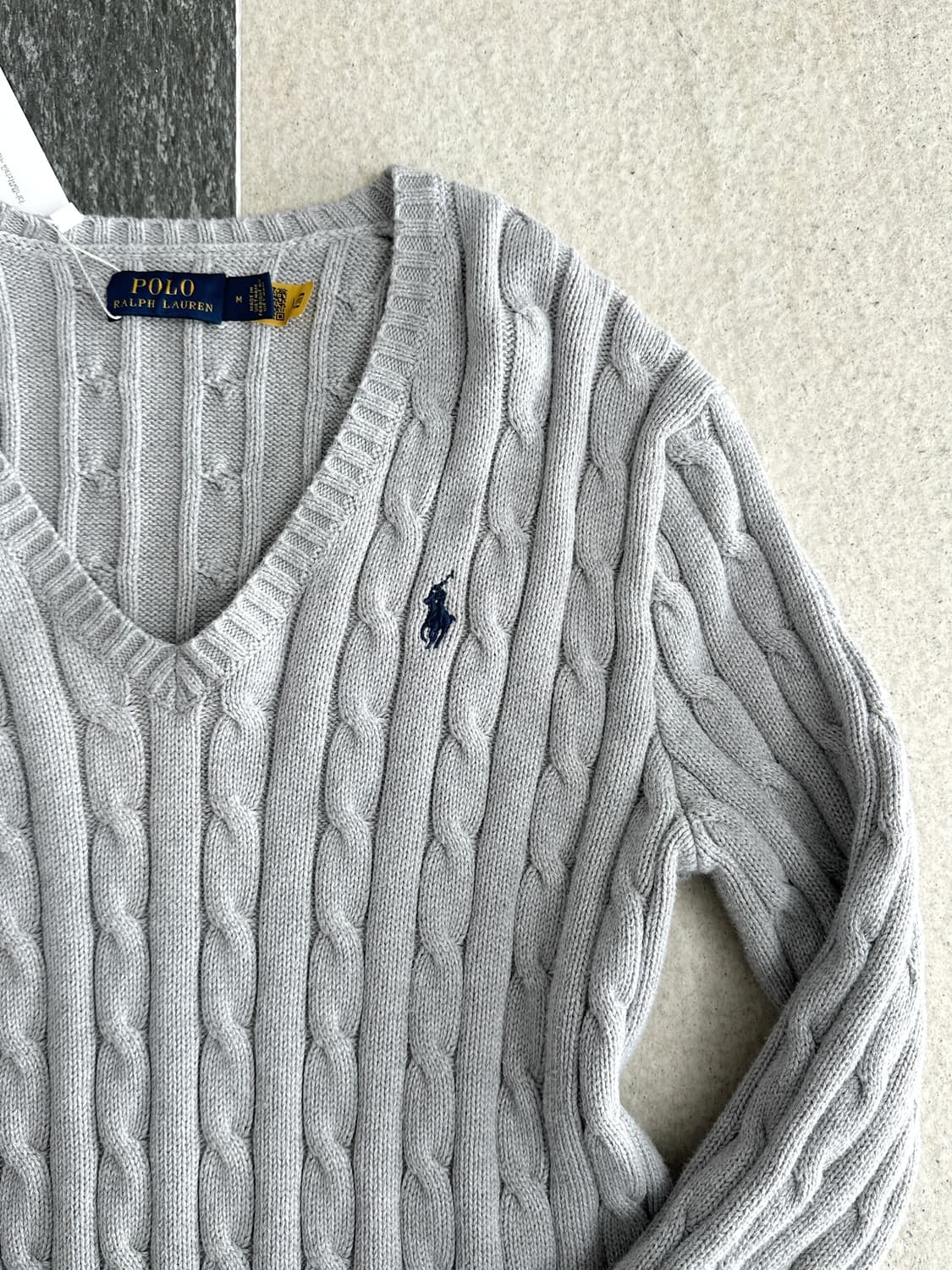 폴로 랄프로렌 그레이 V넥 케이블 니트  상품이미지6